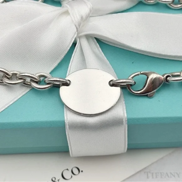 Tiffany & Co Return to Tiffany Oval Tag Choker Necklace Sterling Silver Gift Box - Picture 7 of 14